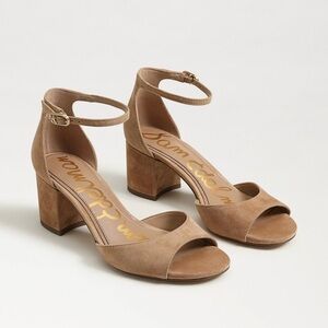 Sam Edelman Tan Suede Block Heel Sandals - Size 8.5